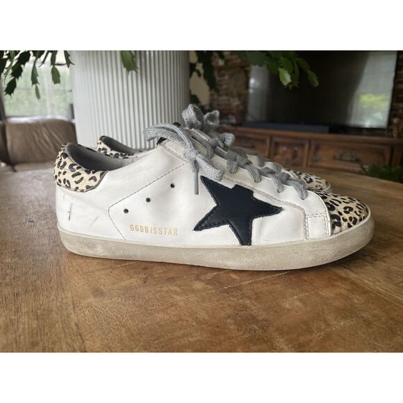 Golden Goose Superstar Leopard Print Black Star Sneakers Women’s 38-39/8 - Picture 1 of 11
